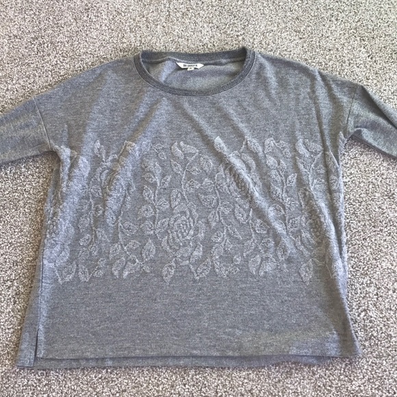 BB Dakota Gray Sweater with Flower Detail - Picture 2 of 6